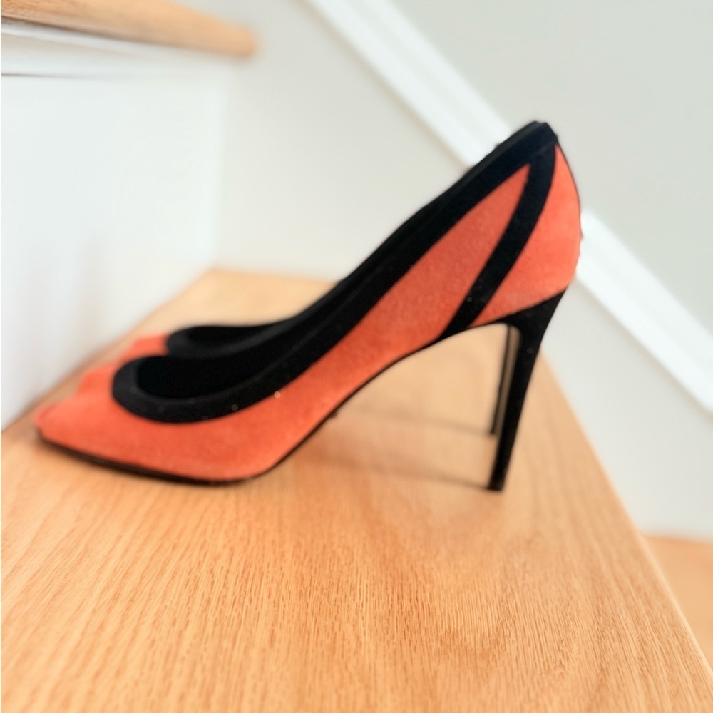 Gucci Orange & Black Suede Peep Toe Heels – Size 39.5 (Made in Italy) - Picture 8 of 11